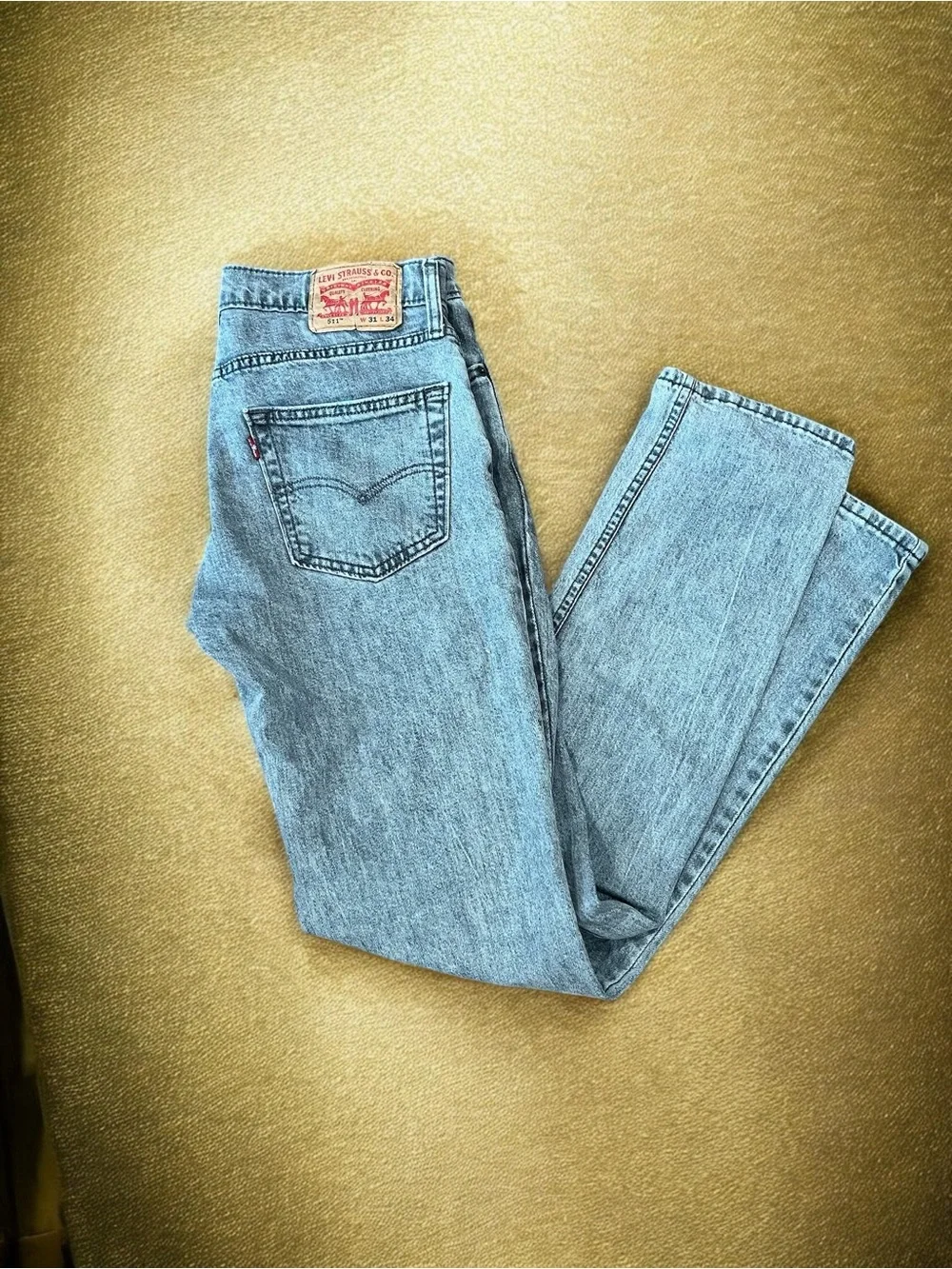 Levi's distressed Light Gray denim stone washed 511 slim fit jeans -31W